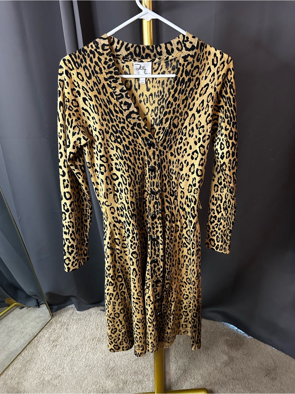 Milly Leopard-Print Wool Sweater Dress